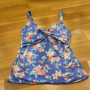 Lands end floral tankini top size 10 long .